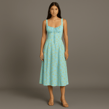 Emelie Midi Dress Women – Romantic Floral Dress with Adjustable Straps & Fitted Waist