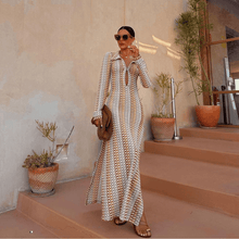 Jennie Long Dress Women – Beach Dress Lace Backless with Flounced Sleeves & Airy Mesh
