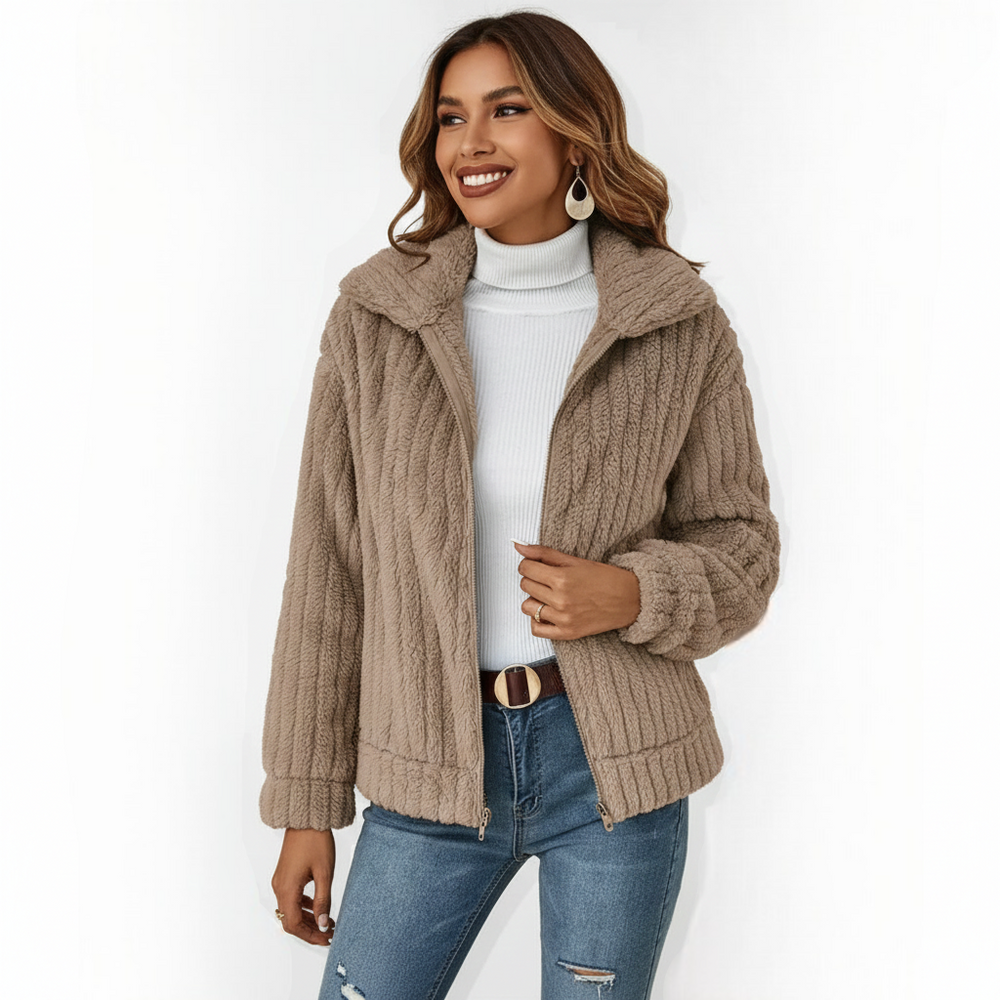 May Long Fleece Vest Women – Elegant and Warm Cardigan with Zip and Pockets