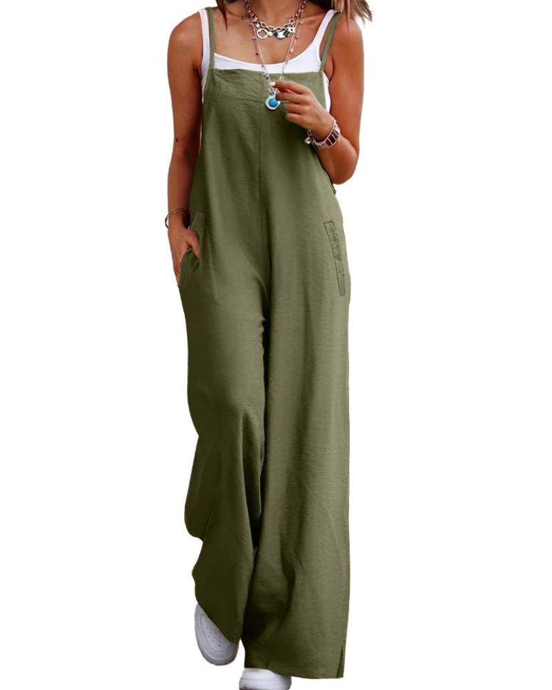 Maya Women's Jumpsuit – Summer Cotton Overalls Loose Fit, Wide-Leg Bohemian Pants with Pockets