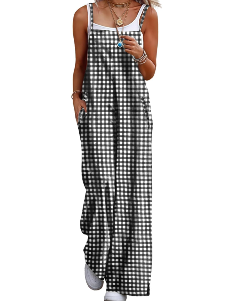 Maya Women's Jumpsuit – Summer Cotton Overalls Loose Fit, Wide-Leg Bohemian Pants with Pockets