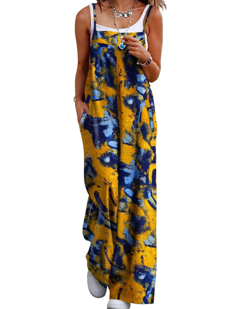 Maya Women's Jumpsuit – Summer Cotton Overalls Loose Fit, Wide-Leg Bohemian Pants with Pockets