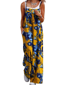 Maya Women's Jumpsuit – Summer Cotton Overalls Loose Fit, Wide-Leg Bohemian Pants with Pockets