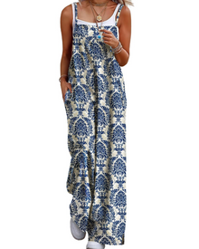 Maya Women's Jumpsuit – Summer Cotton Overalls Loose Fit, Wide-Leg Bohemian Pants with Pockets