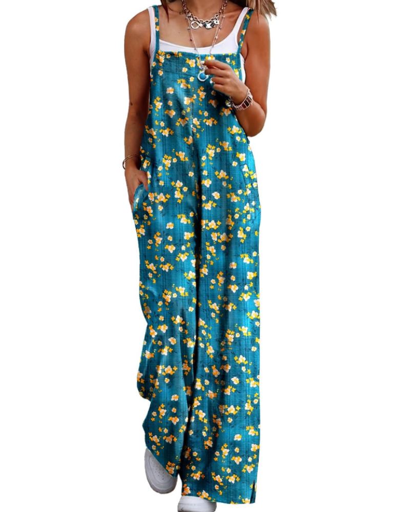 Maya Women's Jumpsuit – Summer Cotton Overalls Loose Fit, Wide-Leg Bohemian Pants with Pockets