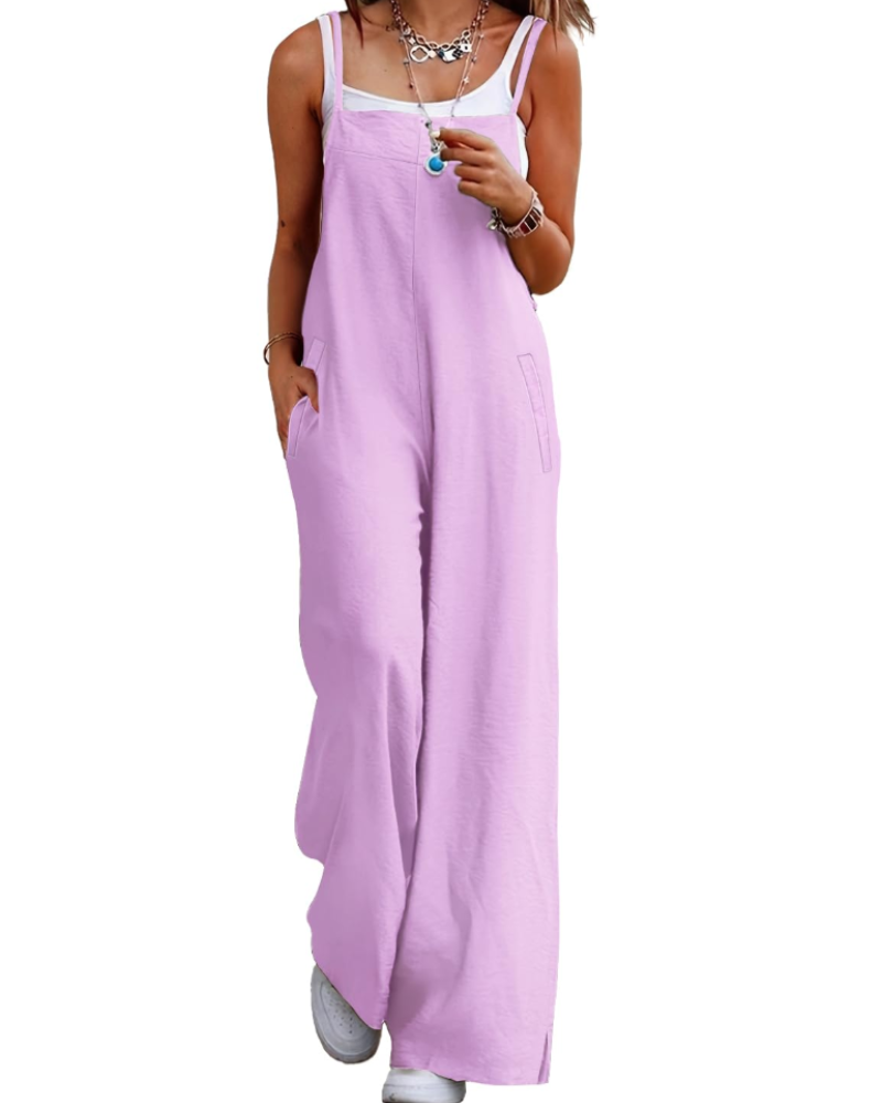Maya Women's Jumpsuit – Summer Cotton Overalls Loose Fit, Wide-Leg Bohemian Pants with Pockets