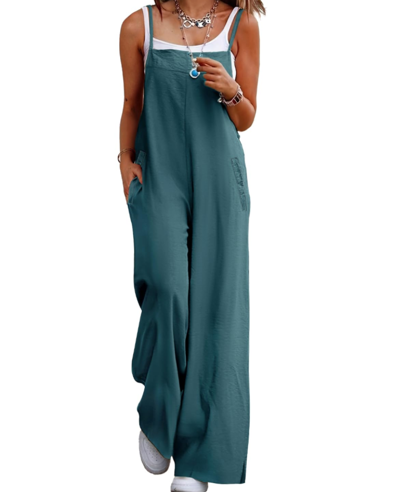 Maya Women's Jumpsuit – Summer Cotton Overalls Loose Fit, Wide-Leg Bohemian Pants with Pockets