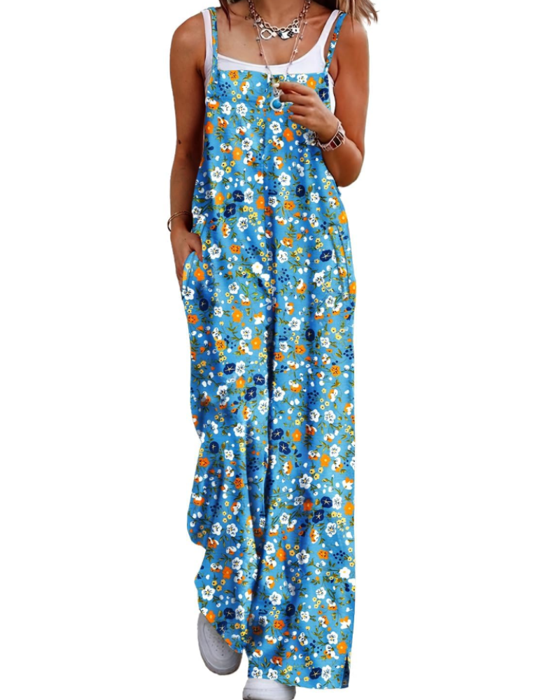 Maya Women's Jumpsuit – Summer Cotton Overalls Loose Fit, Wide-Leg Bohemian Pants with Pockets