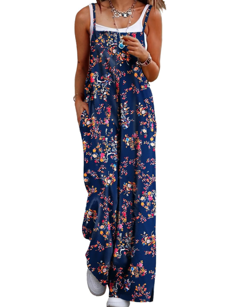 Maya Women's Jumpsuit – Summer Cotton Overalls Loose Fit, Wide-Leg Bohemian Pants with Pockets