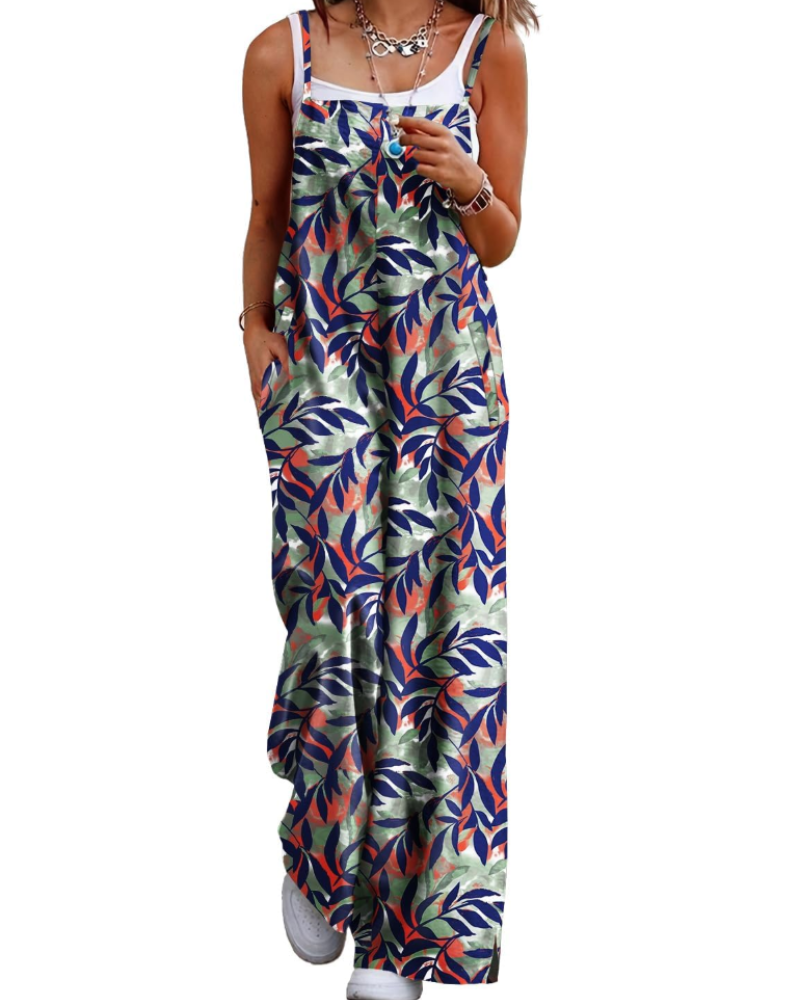 Maya Women's Jumpsuit – Summer Cotton Overalls Loose Fit, Wide-Leg Bohemian Pants with Pockets