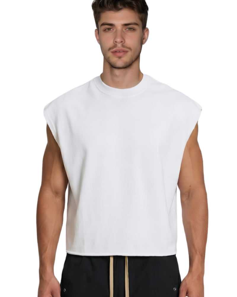 Zayn Men's Tank Top – Cropped Oversized Tank Top, Streetwear French Terry