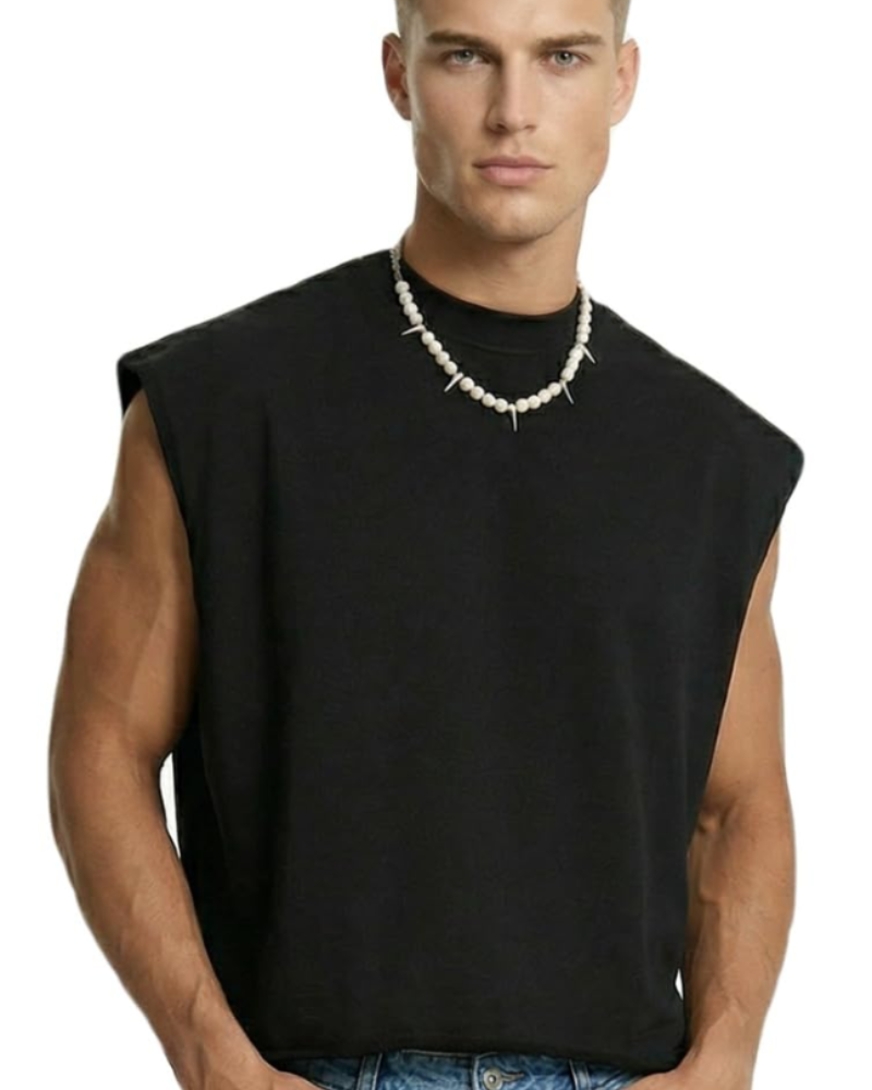 Zayn Men's Tank Top – Cropped Oversized Tank Top, Streetwear French Terry