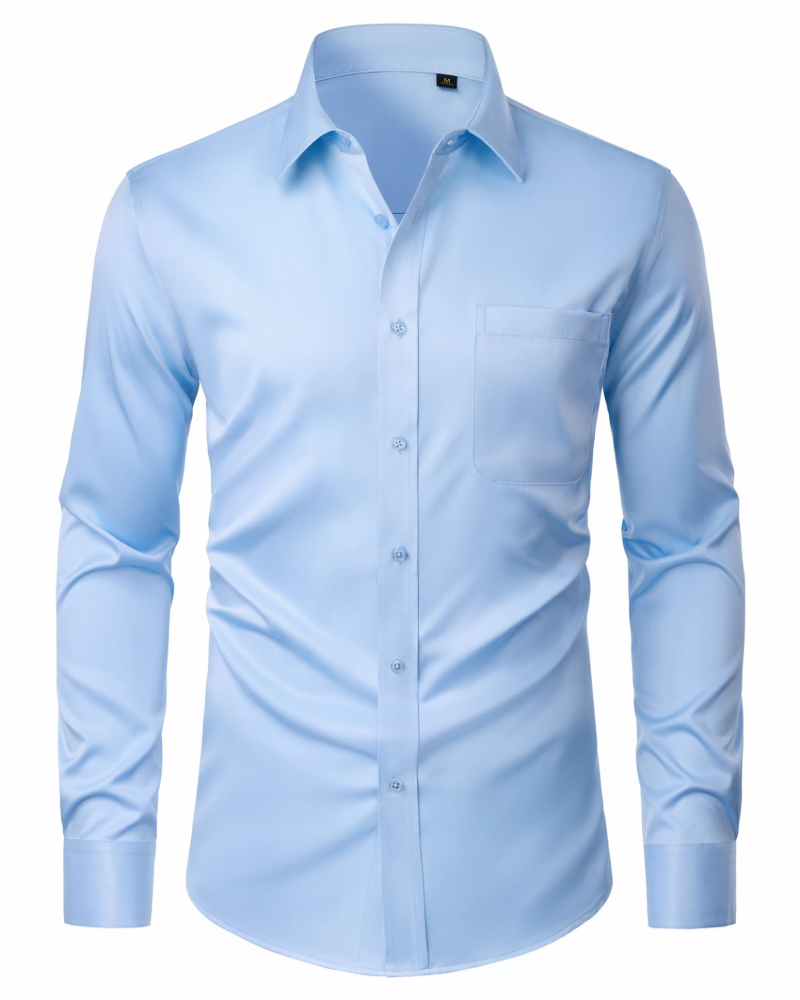 David Men's Shirt – Stretch, Stain-Resistant, Wrinkle-Free, Long-Sleeve Shirt