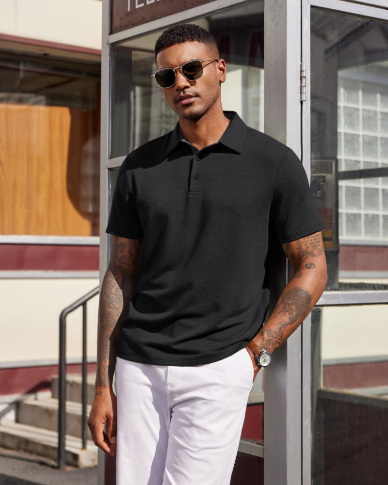 Maxime Men's Polo – Short Sleeve Breathable Polo, Elegant Golf & Casual Style