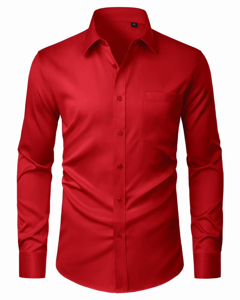 David Men's Shirt – Stretch, Stain-Resistant, Wrinkle-Free, Long-Sleeve Shirt