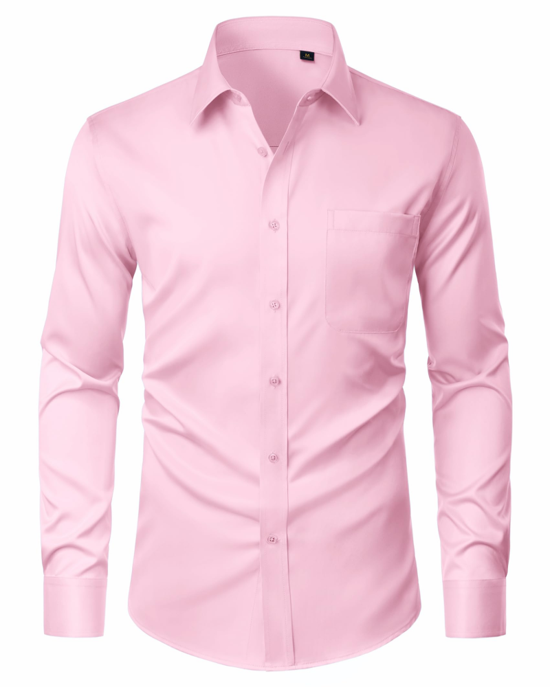 David Men's Shirt – Stretch, Stain-Resistant, Wrinkle-Free, Long-Sleeve Shirt