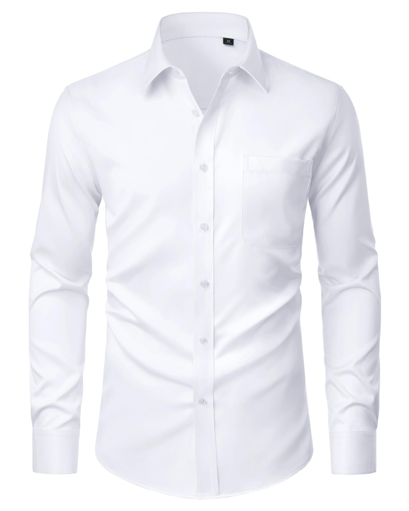 David Men's Shirt – Stretch, Stain-Resistant, Wrinkle-Free, Long-Sleeve Shirt