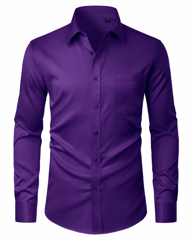 David Men's Shirt – Stretch, Stain-Resistant, Wrinkle-Free, Long-Sleeve Shirt