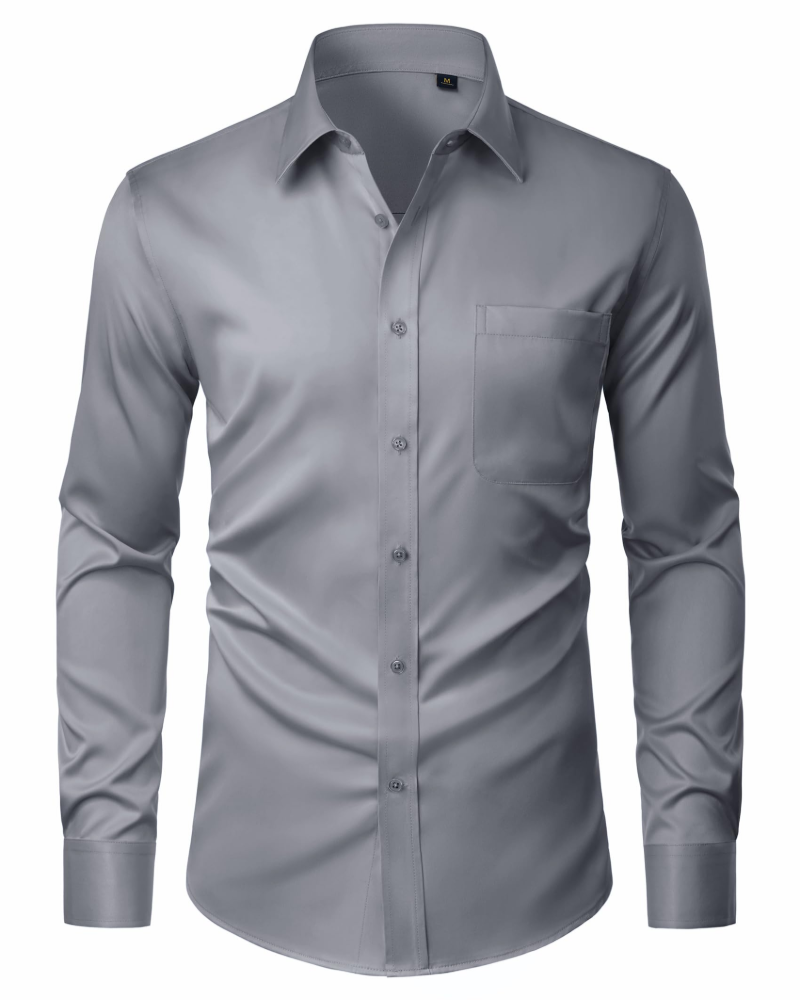 David Men's Shirt – Stretch, Stain-Resistant, Wrinkle-Free, Long-Sleeve Shirt