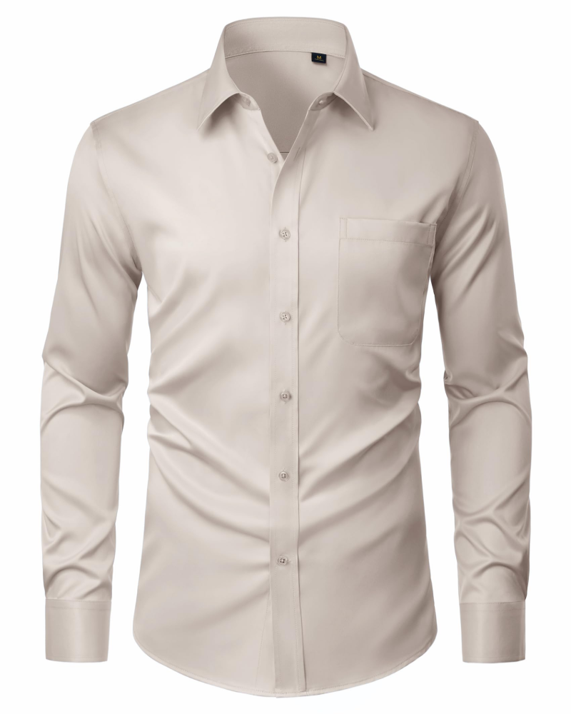 David Men's Shirt – Stretch, Stain-Resistant, Wrinkle-Free, Long-Sleeve Shirt