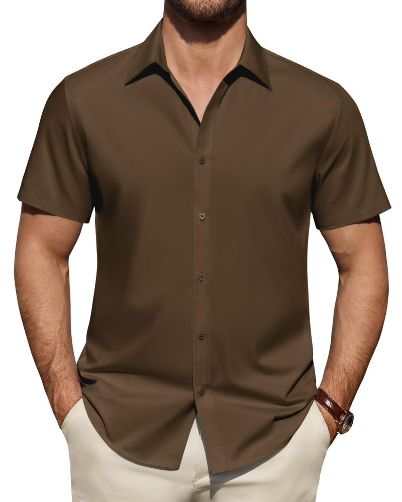 Julius Men's Shirt – Stretch Short-Sleeve Stain-Resistant Shirt with Business Style