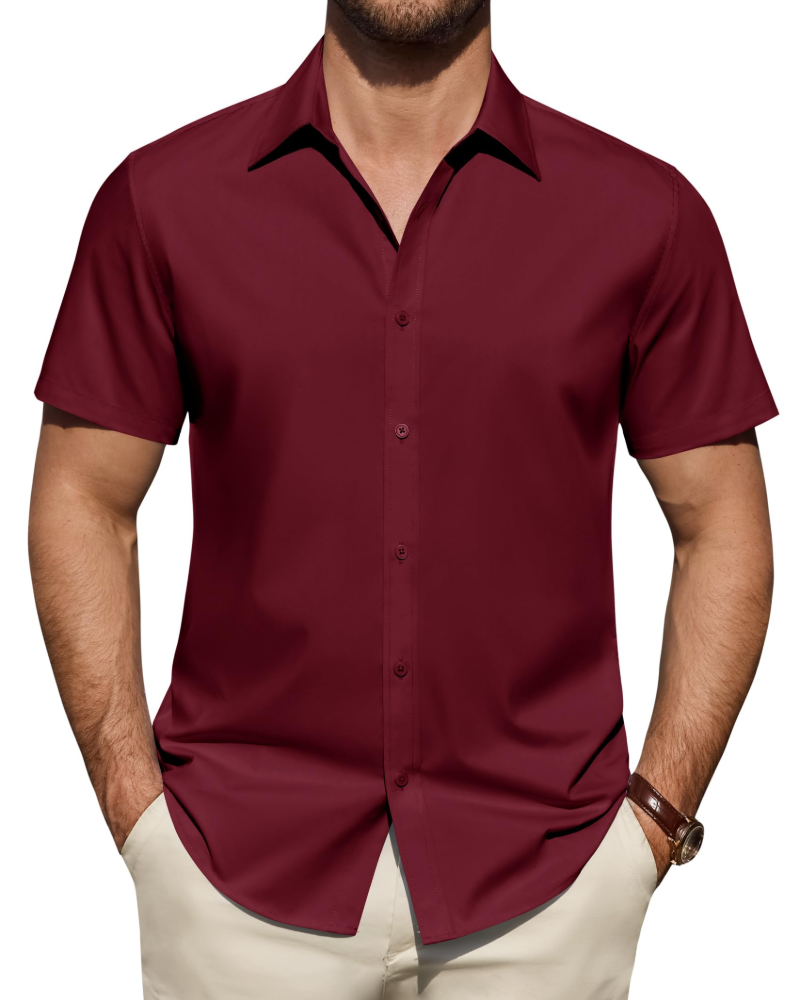 Julius Men's Shirt – Stretch Short-Sleeve Stain-Resistant Shirt with Business Style