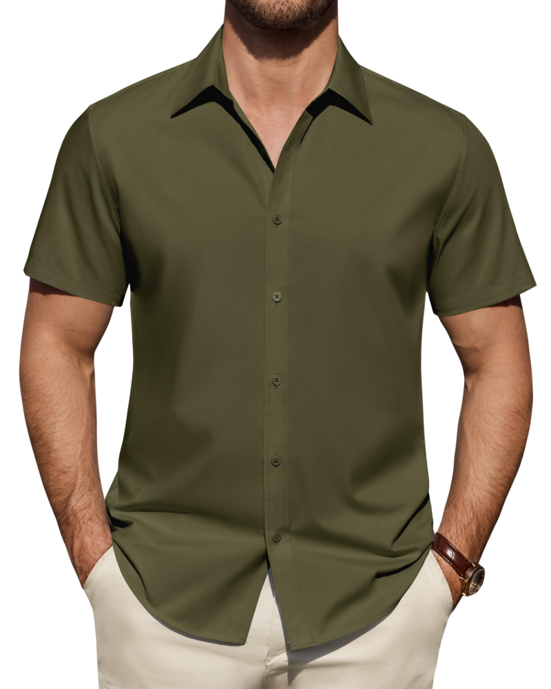 Julius Men's Shirt – Stretch Short-Sleeve Stain-Resistant Shirt with Business Style