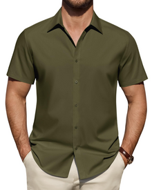 Julius Men's Shirt – Stretch Short-Sleeve Stain-Resistant Shirt with Business Style