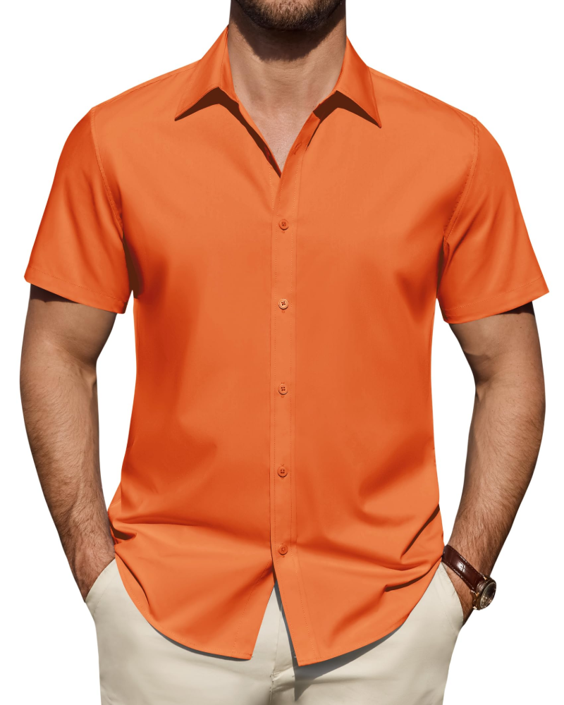 Julius Men's Shirt – Stretch Short-Sleeve Stain-Resistant Shirt with Business Style