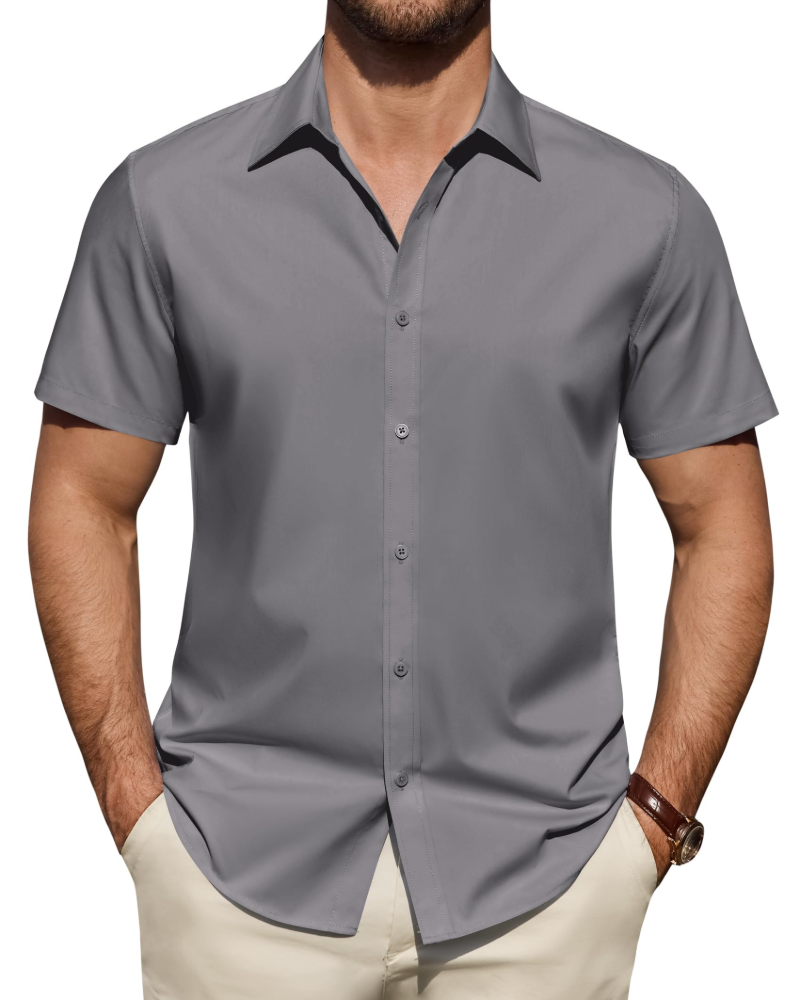 Julius Men's Shirt – Stretch Short-Sleeve Stain-Resistant Shirt with Business Style