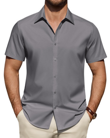 Julius Men's Shirt – Stretch Short-Sleeve Stain-Resistant Shirt with Business Style