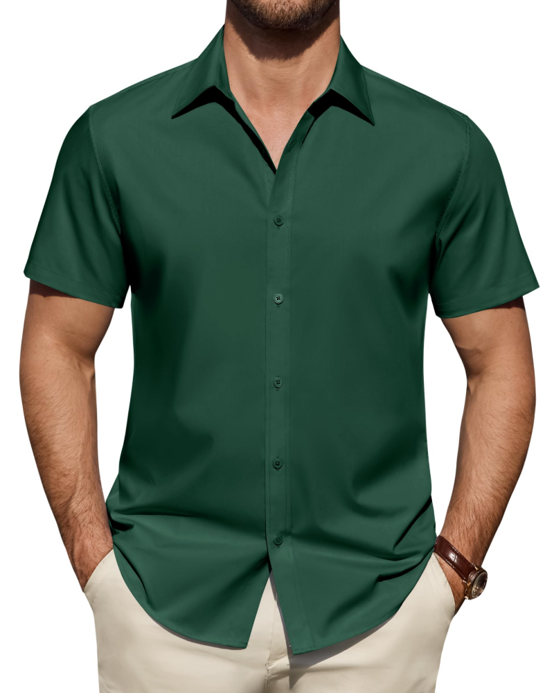 Julius Men's Shirt – Stretch Short-Sleeve Stain-Resistant Shirt with Business Style