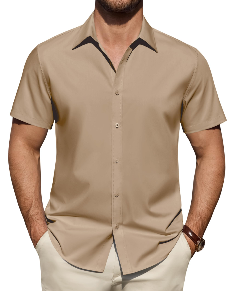 Julius Men's Shirt – Stretch Short-Sleeve Stain-Resistant Shirt with Business Style