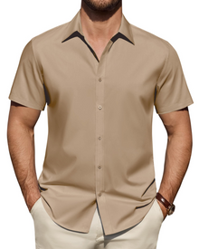 Julius Men's Shirt – Stretch Short-Sleeve Stain-Resistant Shirt with Business Style