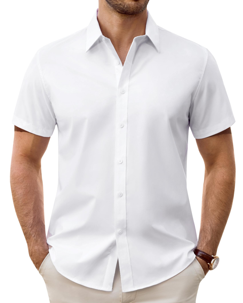 Julius Men's Shirt – Stretch Short-Sleeve Stain-Resistant Shirt with Business Style
