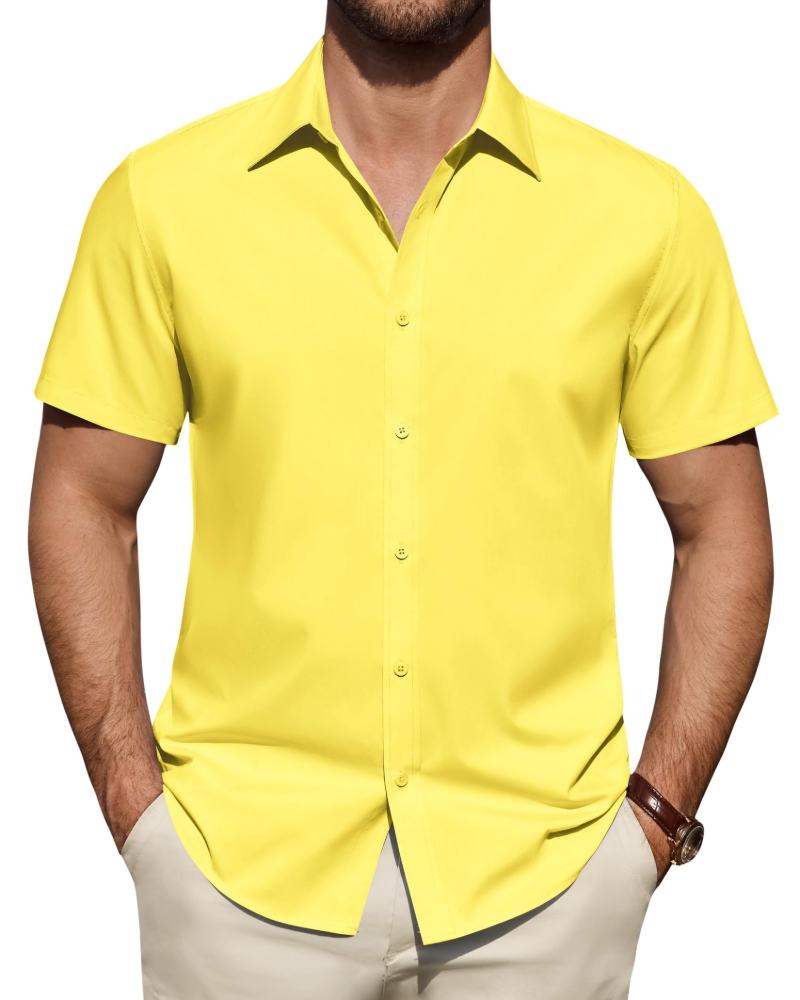 Julius Men's Shirt – Stretch Short-Sleeve Stain-Resistant Shirt with Business Style