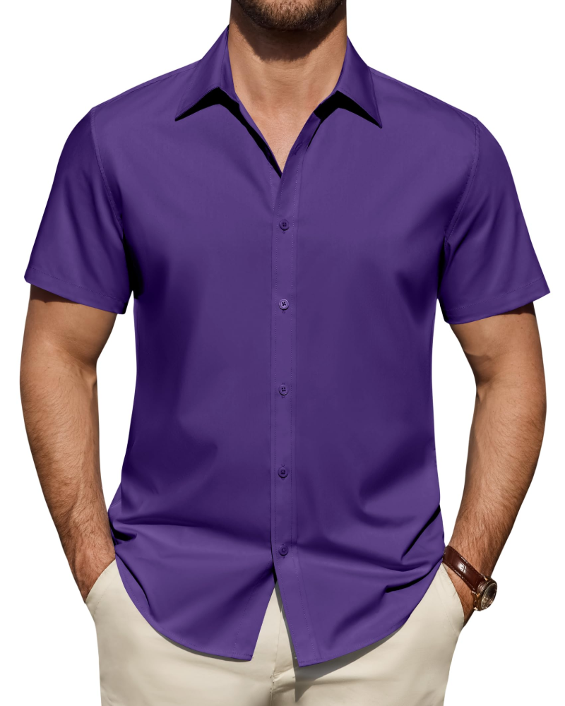 Julius Men's Shirt – Stretch Short-Sleeve Stain-Resistant Shirt with Business Style