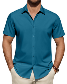 Julius Men's Shirt – Stretch Short-Sleeve Stain-Resistant Shirt with Business Style