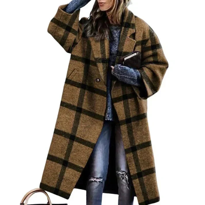 Yatra Long Coat Woman – Elegant Cross Closure & Adjustable Waist Belt