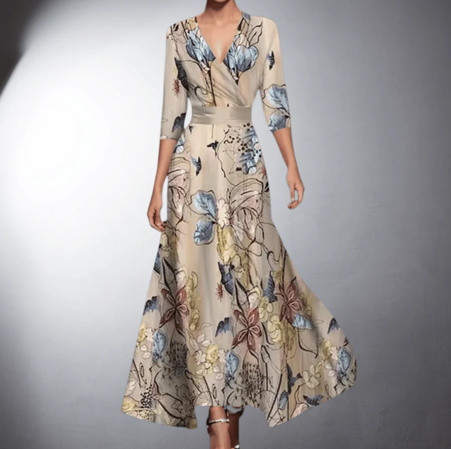 Robe Femme Nunna – Elegant Floral Pattern with Fitted Cut & Lightweight Fabric