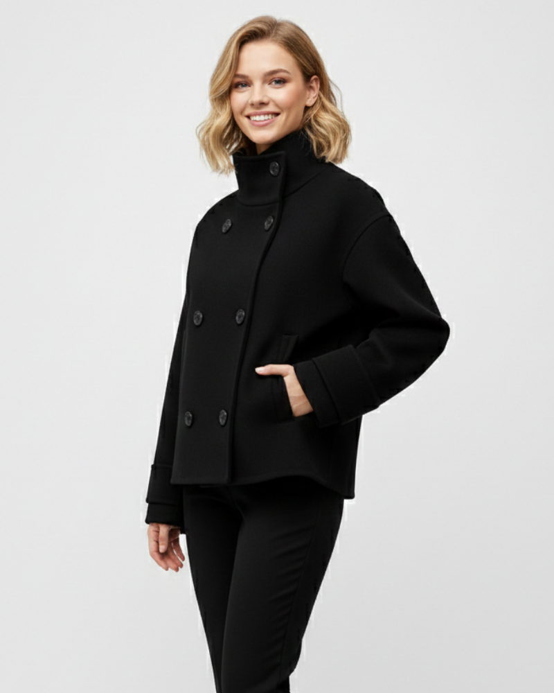 Natalia Short Coat for Women – Classic Double-Breasted, Fitted Cut & Elegant Style