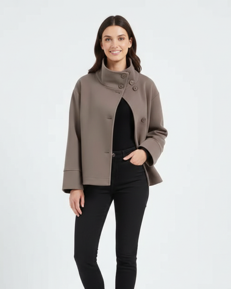 Natalia Short Coat for Women – Classic Double-Breasted, Fitted Cut & Elegant Style