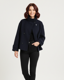 Natalia Short Coat for Women – Classic Double-Breasted, Fitted Cut & Elegant Style