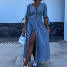 Jane Jean Dress Women – Long Denim Dress with Buttons & Casual Feminine Look