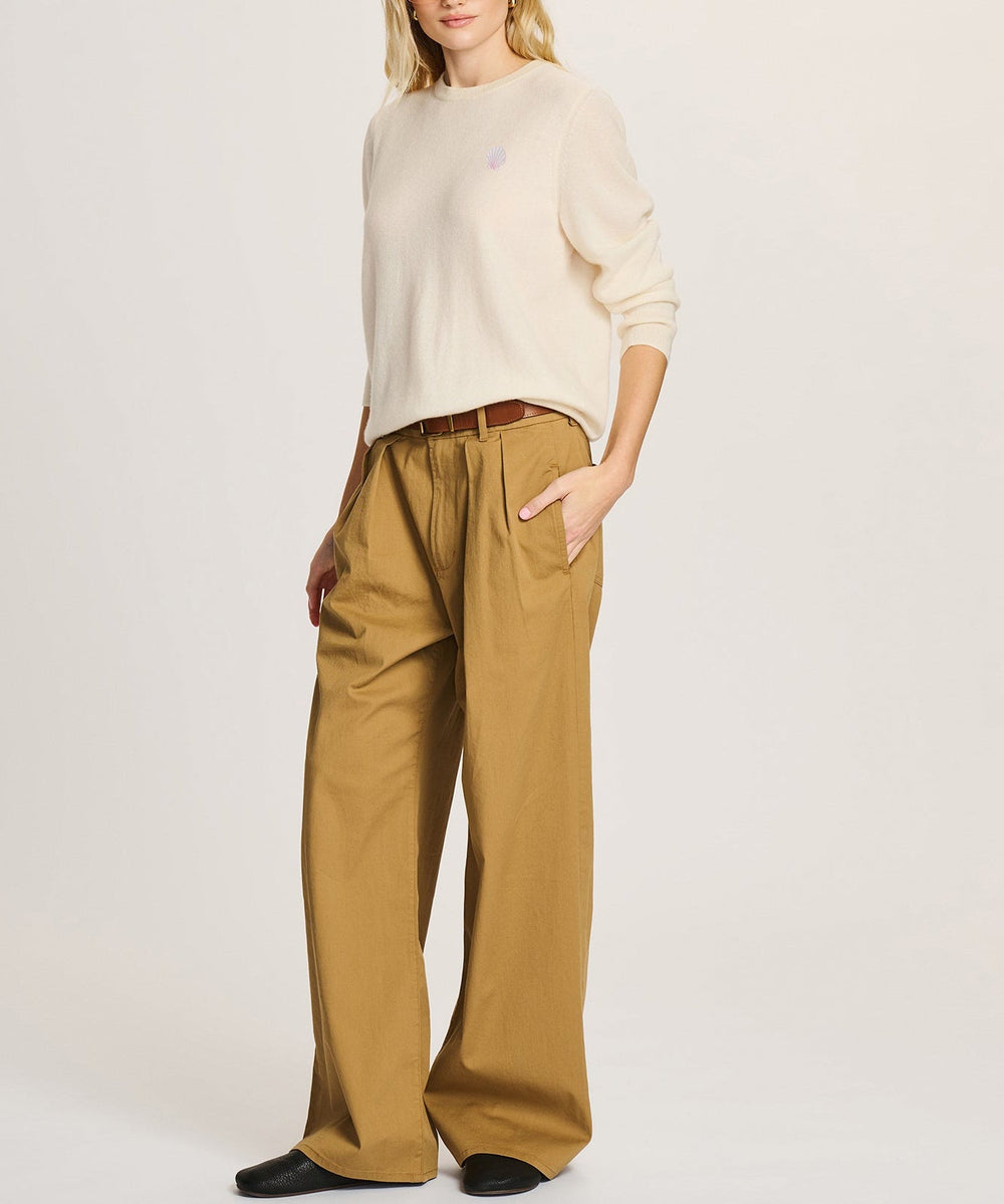Women's Premium 100% Cashmere Jumper – Round Neck with Embroidery