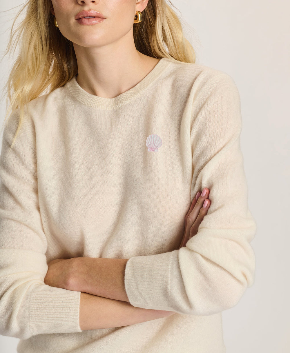 Women's Premium 100% Cashmere Jumper – Round Neck with Embroidery