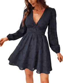 Virelle Cupshe Dress for Women – Floral Lace V-Neck, Long Sleeves & Elegant A-Line Cut
