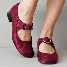 Raianne Women's Shoes - Genuine Leather, Round Toe, Low Block Heel, Buckle Strap - Vintage Style for All Occasions