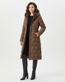 Nicole Long Women's Coat with Hood – Quilted Elegant, Warmth & Winter Style