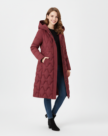 Nicole Long Women's Coat with Hood – Quilted Elegant, Warmth & Winter Style